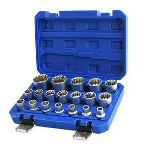 Qnkaa spline socket set with 12-point teeth for versatile 1/2-inch drive fasteners