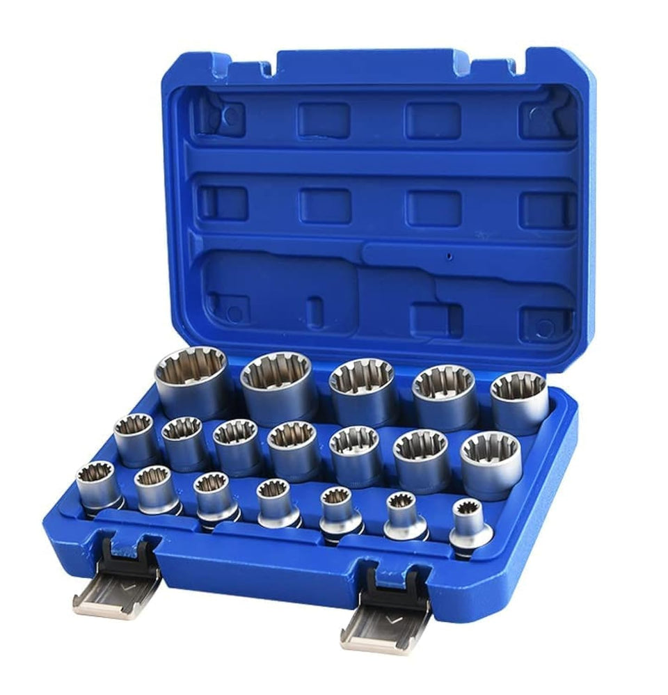 Qnkaa spline socket set with 12-point teeth for versatile 1/2-inch drive fasteners