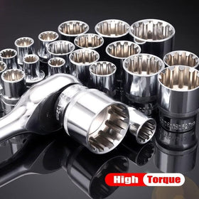 Qnkaa spline socket close-up shows stamped sizes beside each slot for quick ID