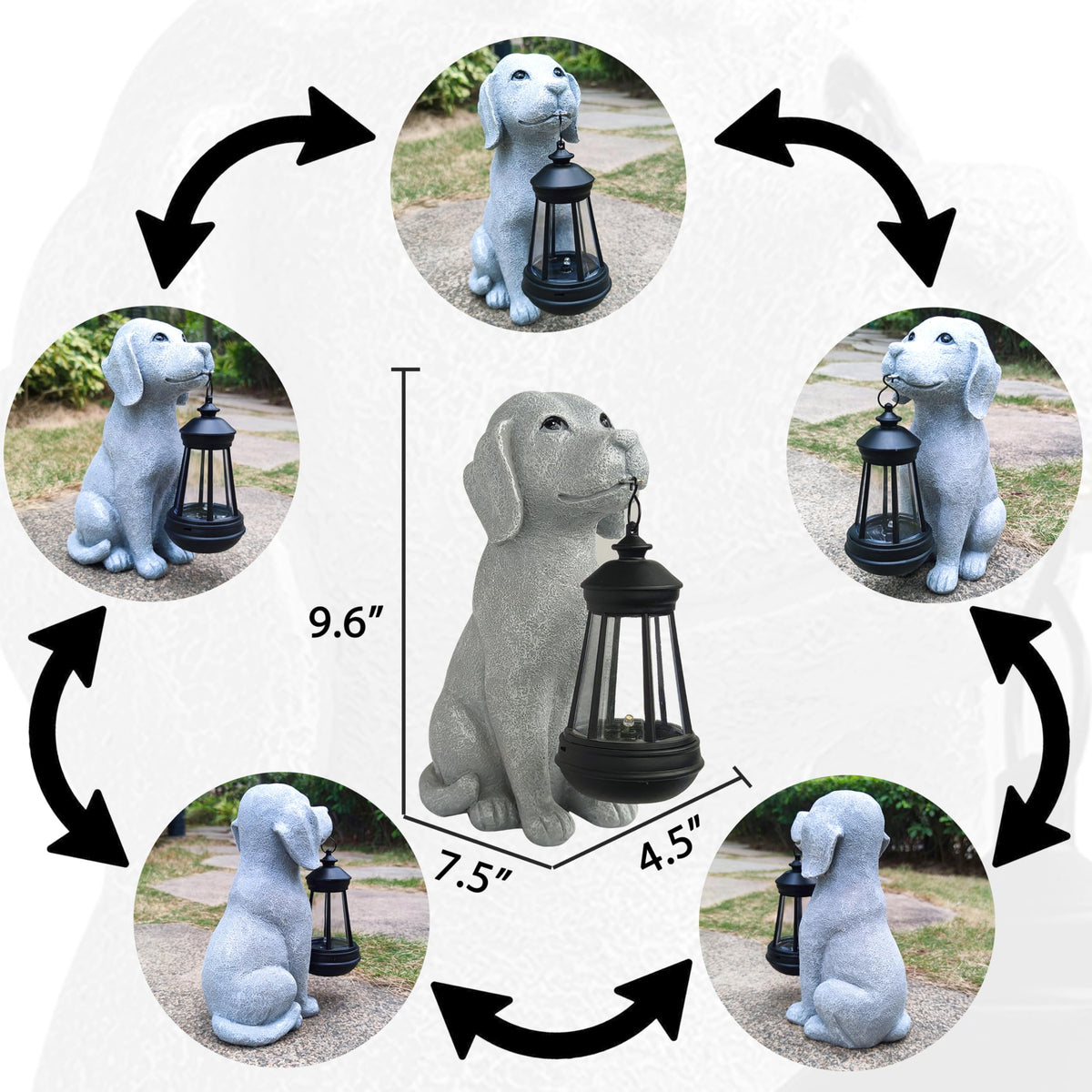 Qobumy solar dog statue along a walkway adding curb appeal