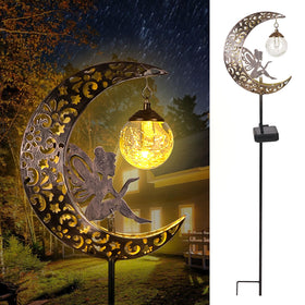 QOCNAM Solar Moon Fairy Light lighting a garden path at night