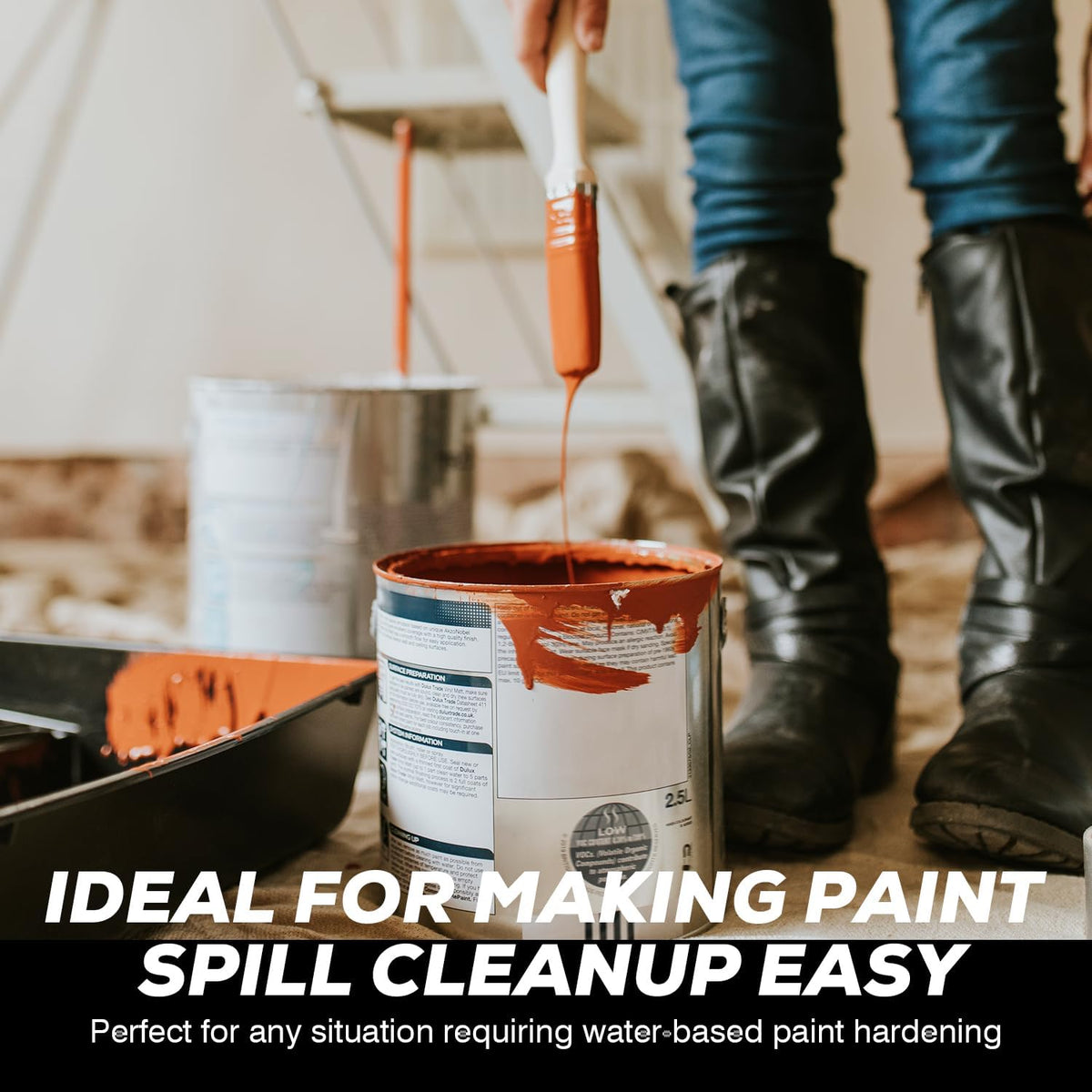 Qoddxx solution for water-based spills and garage cleanup