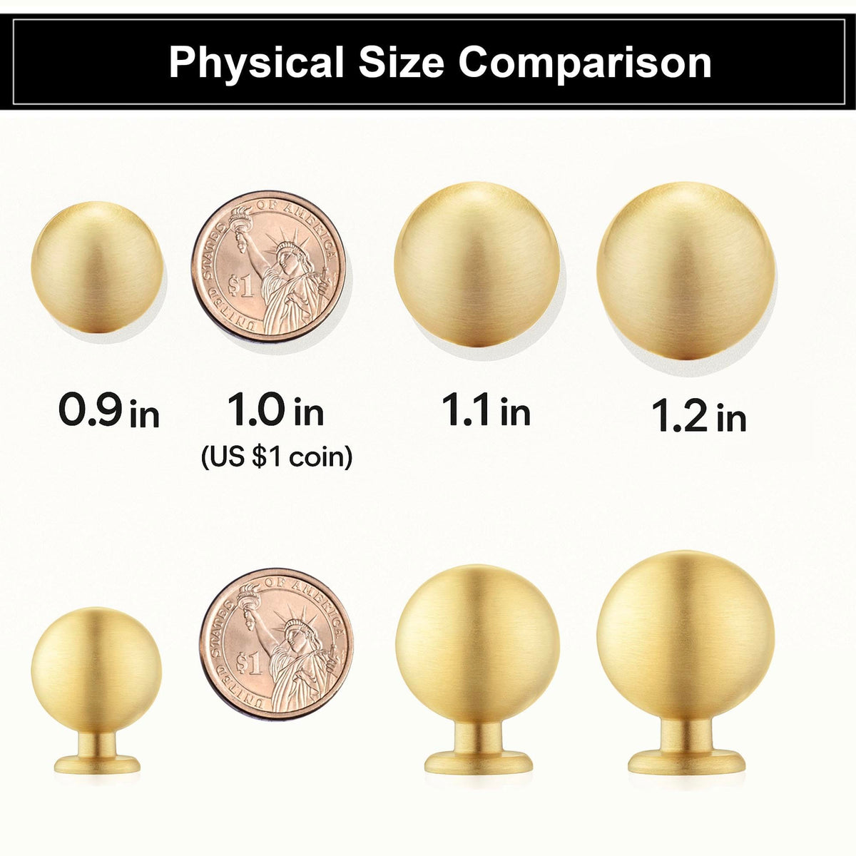 QOGRISUN brass kitchen cabinet setup with knobs