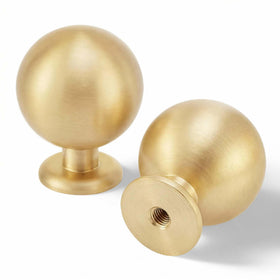QOGRISUN brass sphere knob front view for cabinets highlighting brushed finish