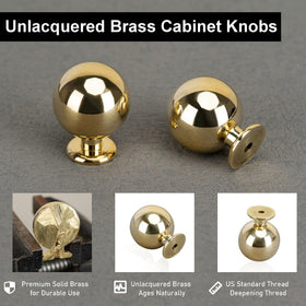 QOGRISUN round ball gold knob mounted on a cabinet for timeless elegance and everyday durability.