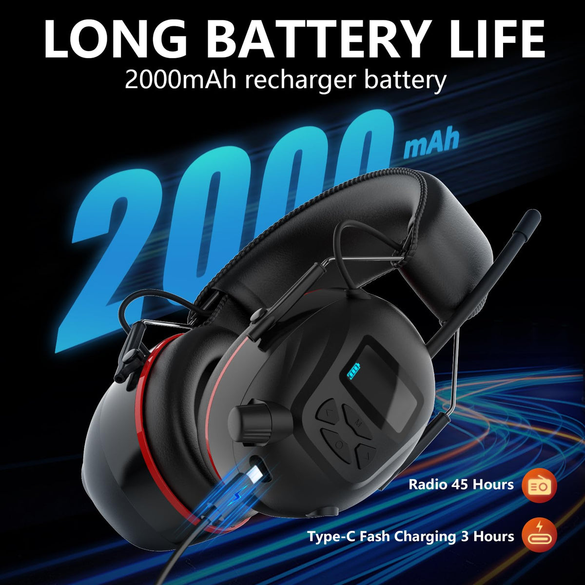 Qozybuds battery charging status with 2000mAh capacity