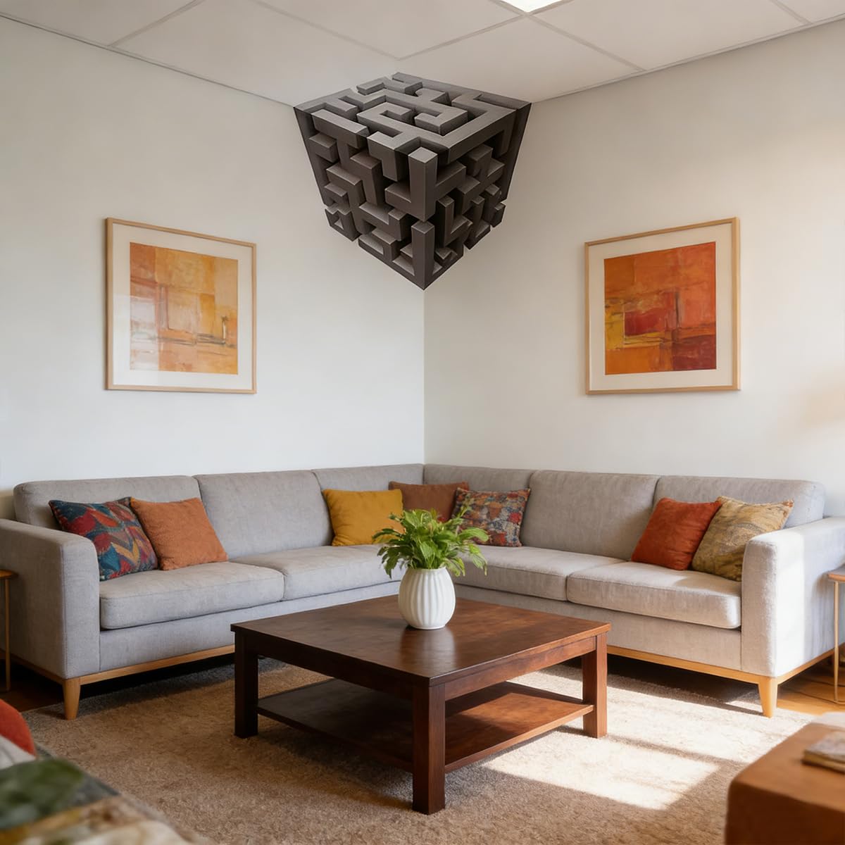 QPIRWE 3D visual decor transforms a flat wall into modern art.
