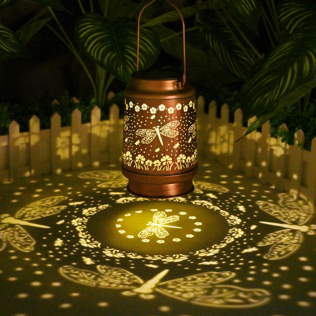 QPPDER Dragonfly Lantern on ground illuminating pathway softly