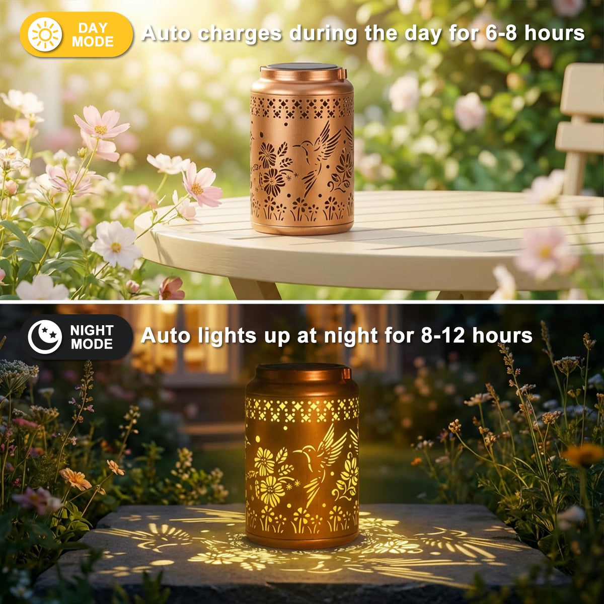 QPPDER patio table solar lantern adds warm glow to gatherings