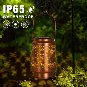 QPPDER solar-lantern-metal-finish adds vintage elegance to gardens.