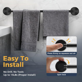 QQK towel rack adjustable length shows 14.6 to 24 inch versatility for towels.