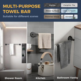 QQK towel rack drying area keeps towels off walls for quicker air flow.
