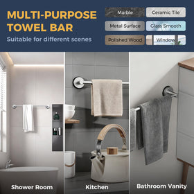 QQK two-pack towel rack set offers versatile space-saving solution for bathrooms.