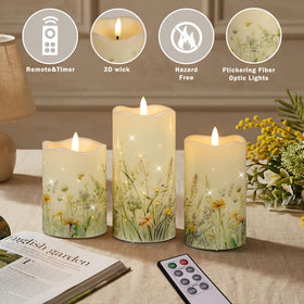 QRF flameless candles three sizes for versatile display arrangements.