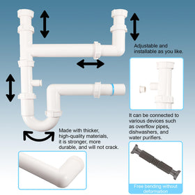QruiLanTu universal drain kit P-trap assembly ready in minutes