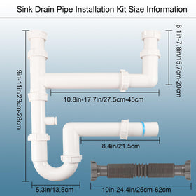 QruiLanTu universal drain kit flexible pipe demonstrates adjustable height for wall or floor drainage