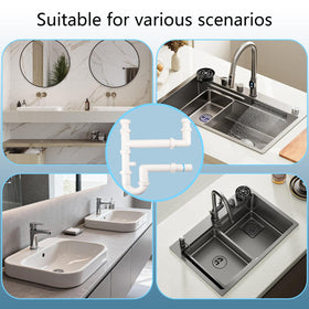 QruiLanTu universal drain kit U-tube with straight pipes shown for reliable connections