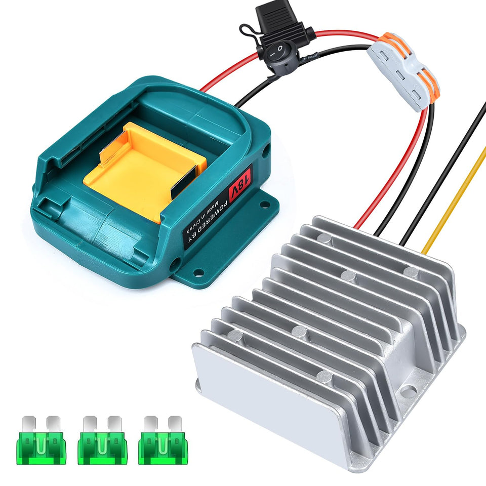 QSDXNYDC battery adapter fits Makita 18V LXT for easy 12V power conversion.