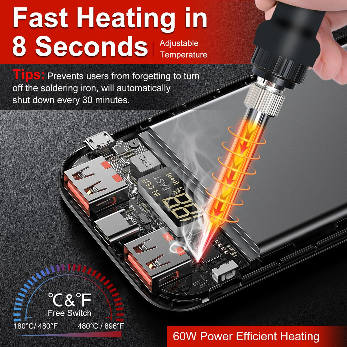 QSDXNYDC unit heats to 350°C in 8 seconds for rapid fixes.