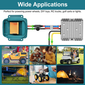 QSDXNYDC 12V output powers golf carts, RC cars, LED lights and more.