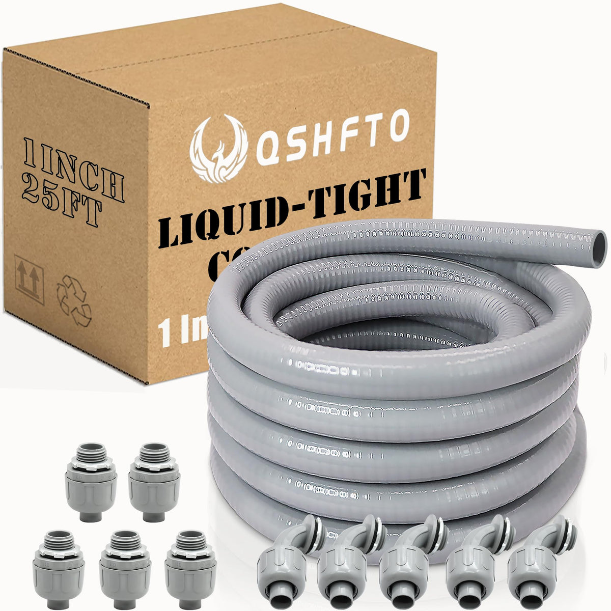 QSHFTO 1-inch liquid-tight conduit 25 ft for organized wiring.