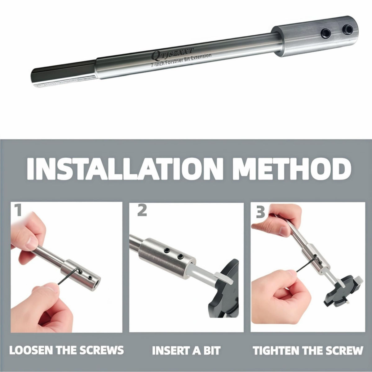 QTJSZXXT 3/8in hex shank detail demonstrating secure attachment