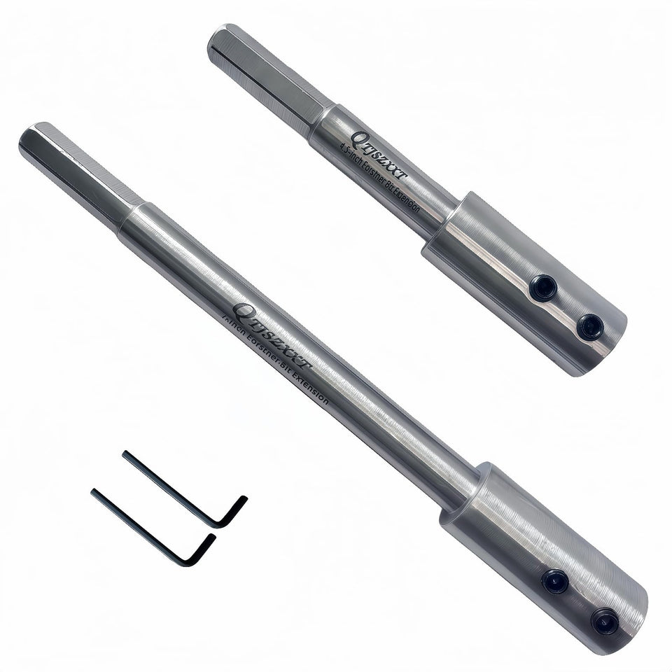 QTJSZXXT Forstner extension 4.5in length showing extended reach for precise drilling