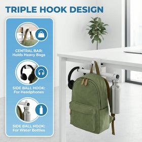 Qtyhod triple-hook design provides multiple hanging points for bags and gear