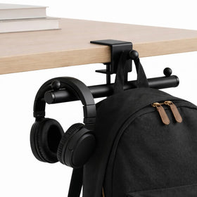 Qtyhod heavy-duty desk backpack hanger with adjustable installation for secure setup on various desks
