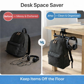 Qtyhod heavy-duty desk backpack hanger clips on quickly for fast daily organization