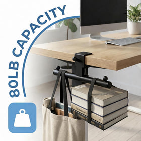 Qtyhod heavy-duty desk backpack hanger keeps bags off the floor and within reach