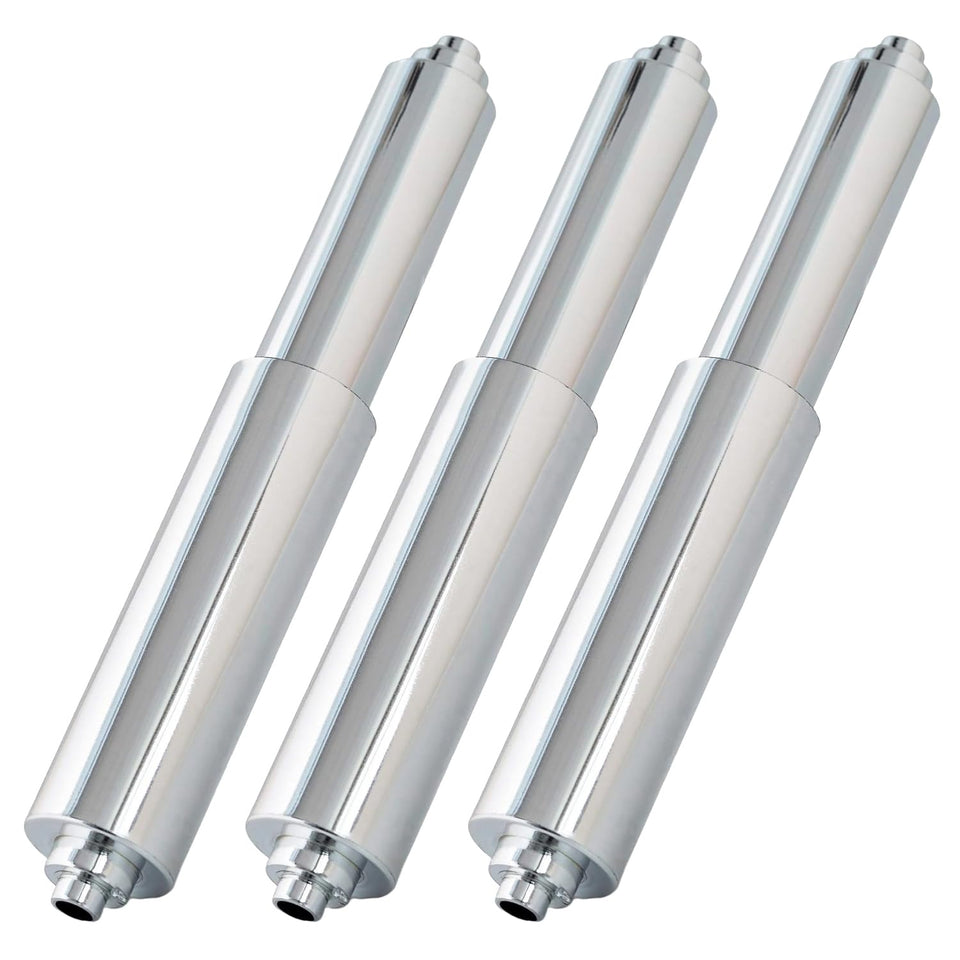 Qualihome chrome toilet paper rod, easy spring-loaded replacement for universal fit