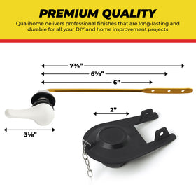 Qualihome universal front mount handle works with many toilets.