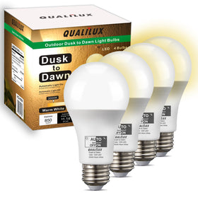 Qualilux Dusk to Dawn outdoor bulbs illuminate automatically at dusk for hassle-free lighting.