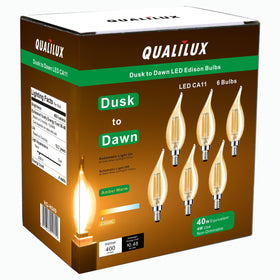 Qualilux CA11 amber glass porch light glow for cozy exterior lighting.