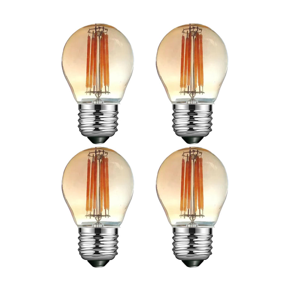 Qualilux G14 dusk-to-dawn bulb with amber glass provides hands-free outdoor lighting.