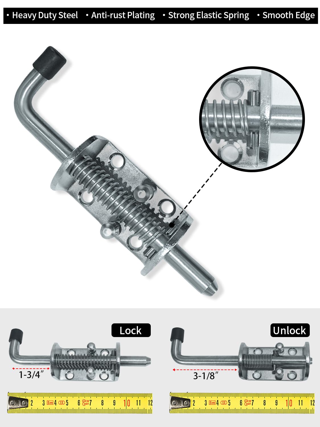 Quality Life latch shown in open side view for easy access