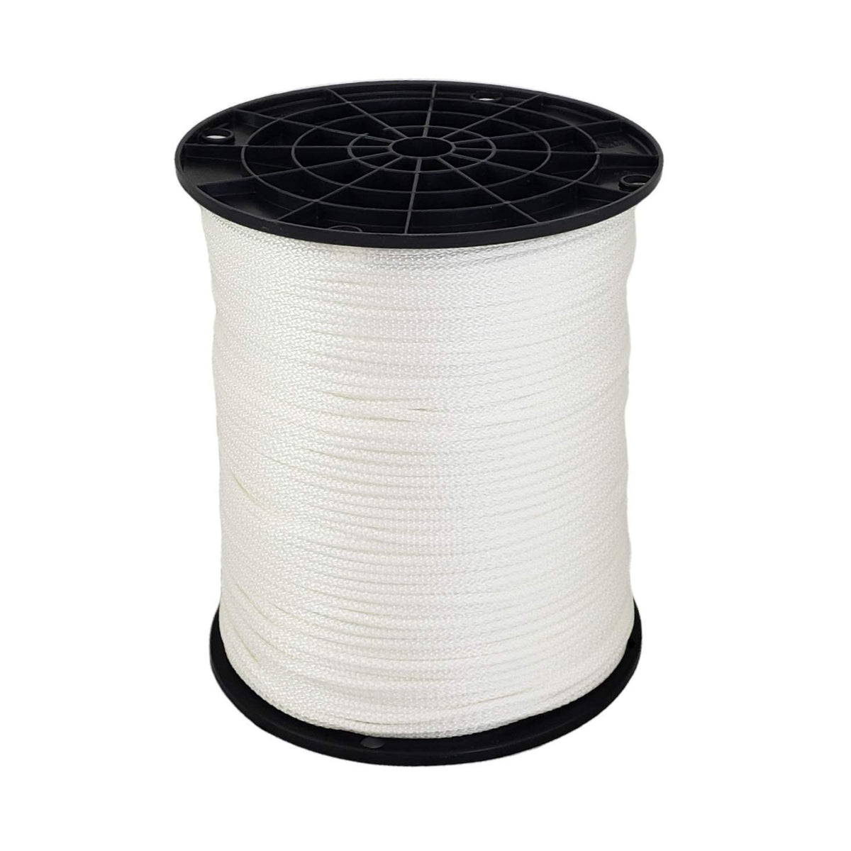 Quality Nylon Rope QNR 1/8 inch spool shows durable 1000 ft length for versatile outdoor use.