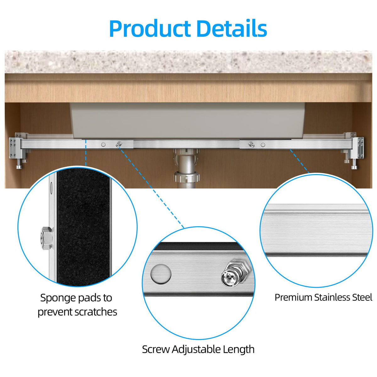Qualward rustproof construction withstands humid kitchen conditions for long-lasting use.