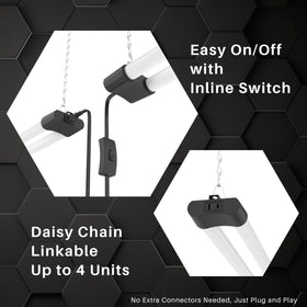 Quarterback 4FT LED shop light daylight 5000K delivers bright, natural task lighting.