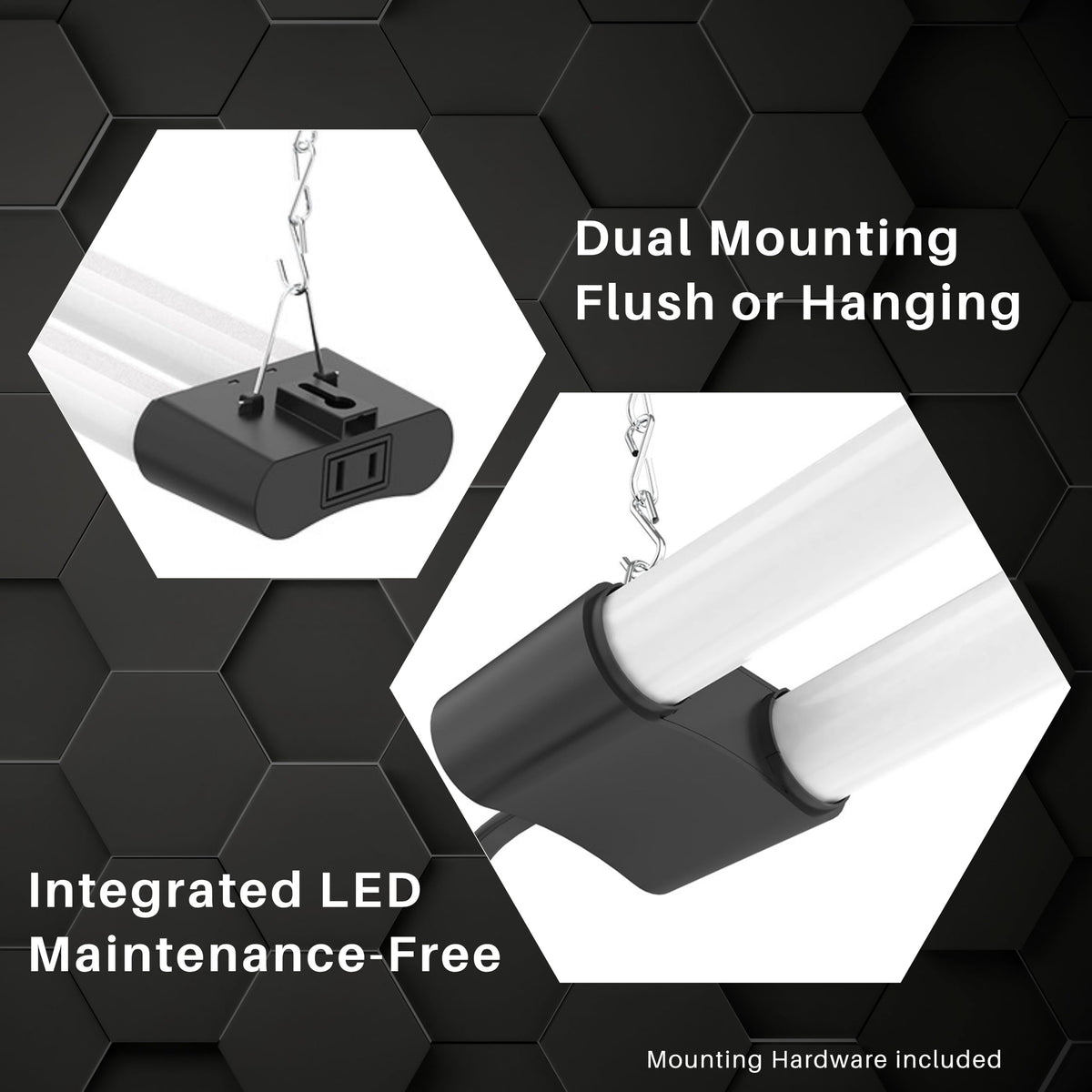 Quarterback 4FT LED shop light energy-efficient design for basement workshops.