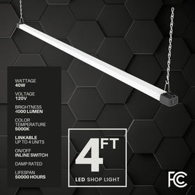 Quarterback 4ft shop light provides daylight 5000K illumination for precise tasks.