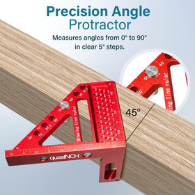 Quasinch aluminum alloy carpenter square offers durable, smooth performance.