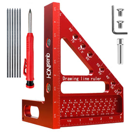 Quasinch mini 3D angle square ruler for quick, precise woodworking measurements.