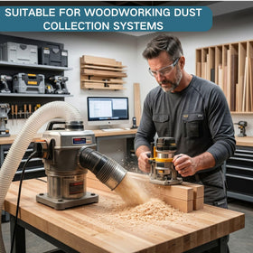 Qucship 4in-dust-hose-in-action captures robust airflow with minimal leaks.