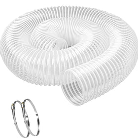 Qucship 5in x 10ft dust hose with a clear view to detect clogs early.