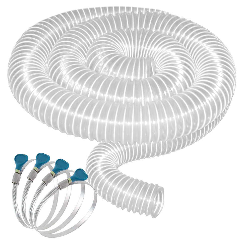 Qucship clear PVC dust hose showing interior for easy maintenance