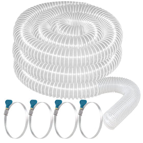 Qucship heavy PVC dust collection hose 2-1/2 inch, close-up shows debris clearly.