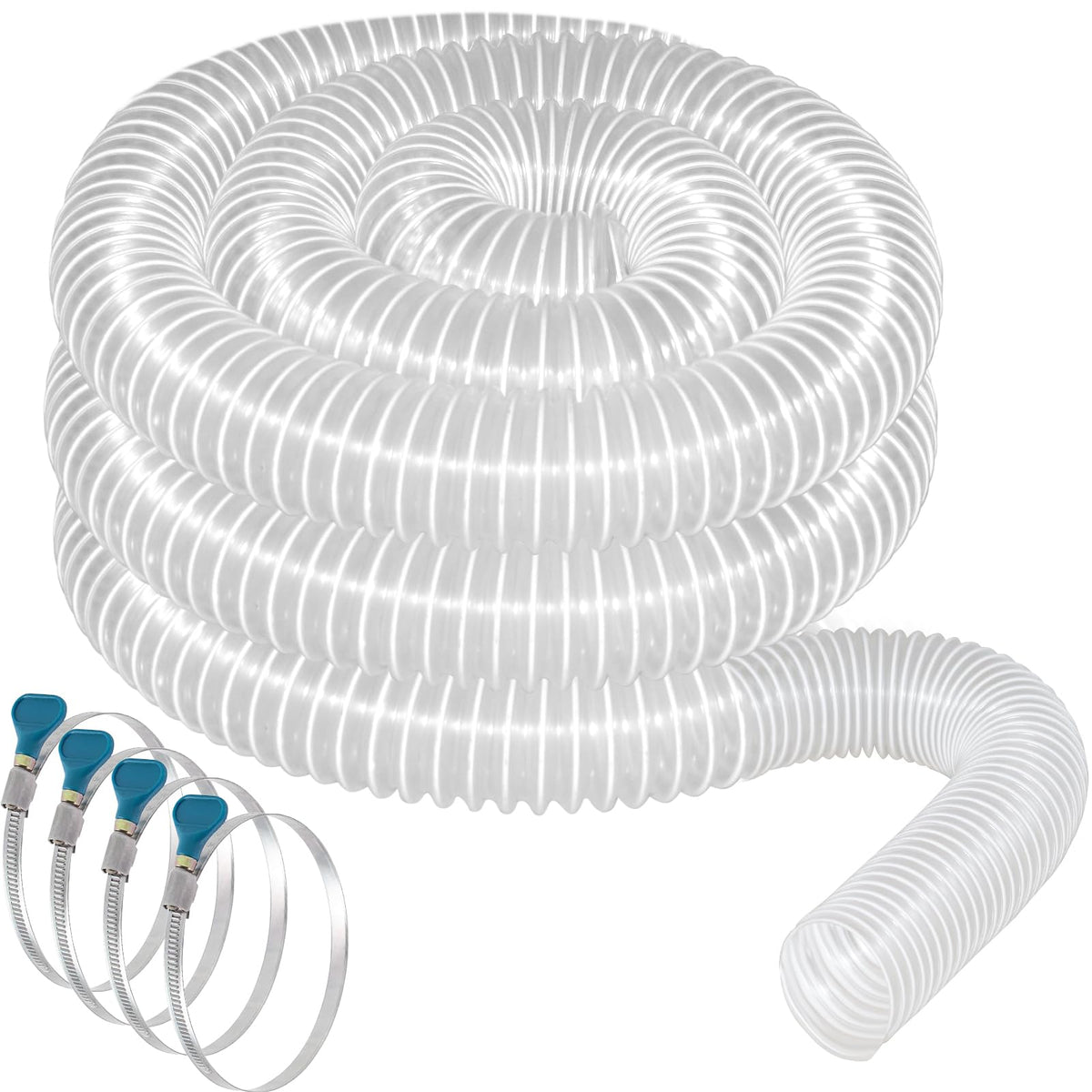 Qucship heavy PVC dust hose, 2-1/2-inch diameter, ready for efficient dust collection.