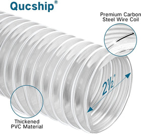 Qucship PVC dust hose 4x20 clear view reveals debris inside for quick checks.